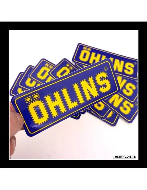 2 Autocollants Adhésifs OHLINS Jaune pour Fourche Amortisseur Moto Quad 8cm Prix Bas