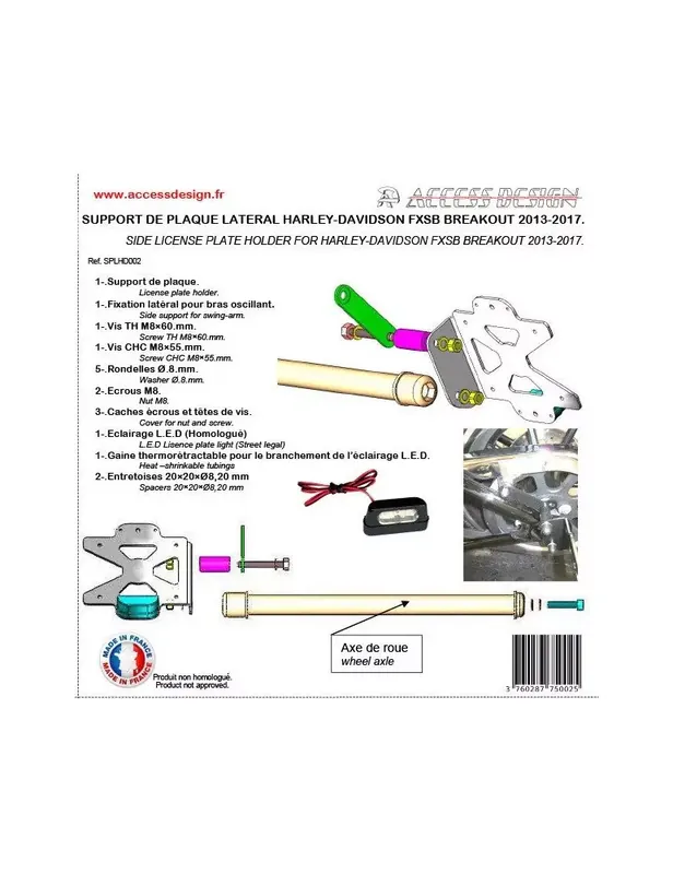 Support de plaque ACCESS DESIGN latéral noir Harley Davidson Breakout Acheter Direct