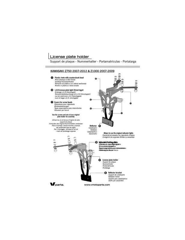 Achetez Aujourd&rsquo;hui Support de plaque V PARTS noir Kawasaki Z750