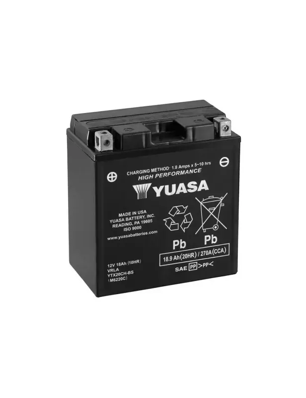 Achat Immédiat Batterie YUASA YTX20CH-BS sans entretien livrée avec pack acide