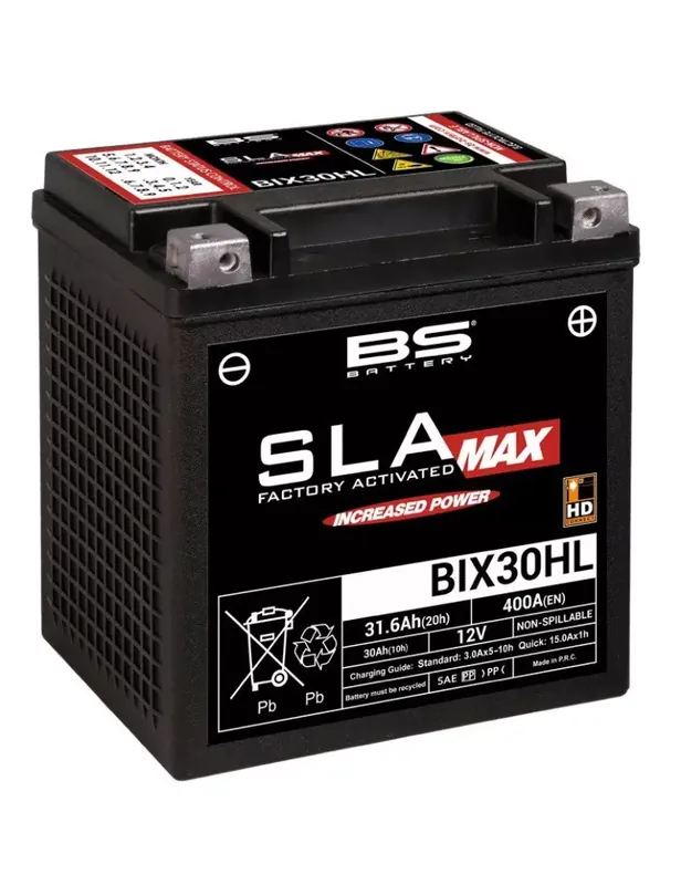 Produit De Marque Batterie BS BATTERY BIX30HL SLA Max sans entretien activée usine SPECIAL HARLEY DAVIDSON 30Ah