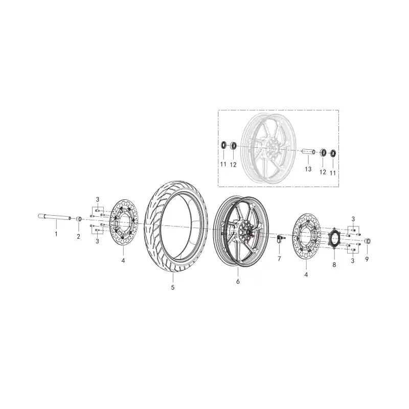 Roue Avant 1 – AXE ROUE AV SRK 550 Expédition Rapide