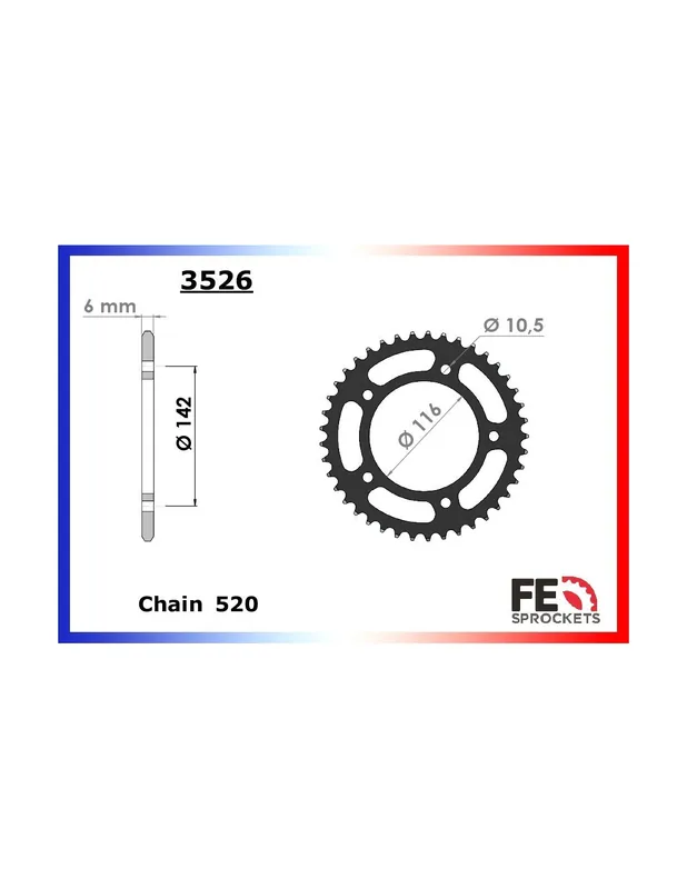 Couronne FE Yamaha TMAX 530 12-16 (pour Kit Chaine TMAX, 36 37 38 39 40 41 42 43 44 45 46 DENTS) Produit De Marque