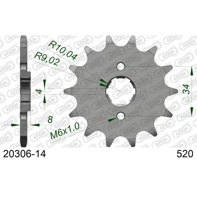 Usine Directe Pignon 14 dents pour chaine 520