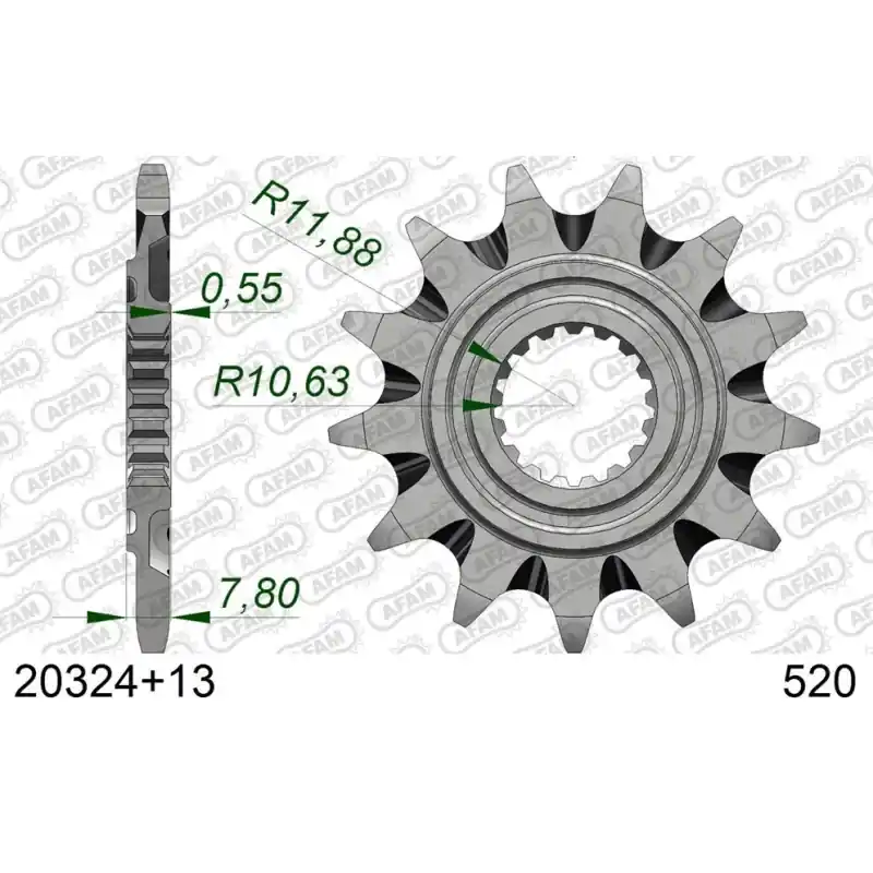 Usine Directe Pignon 13 dents pour chaine 520 SC