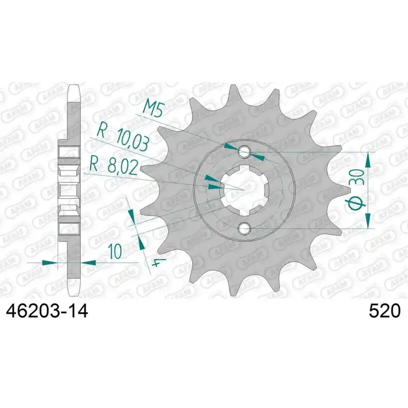 Pignon 14 dents pour chaine 520 Produit De Marque