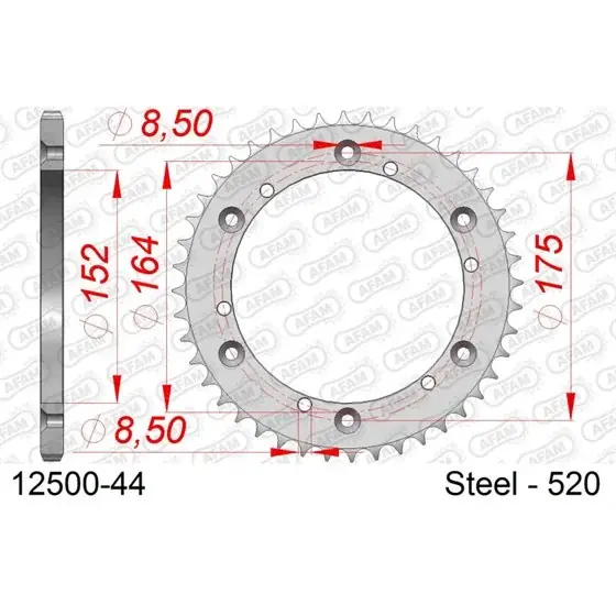 Usine Directe Couronne Acier 44 dents pour chaine 520