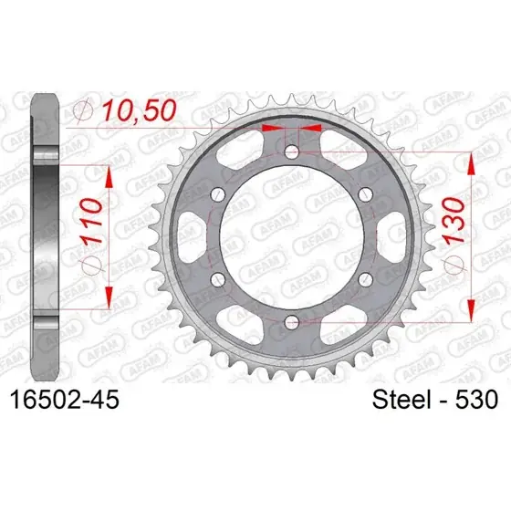 Achat Immédiat Couronne Acier 45 dents pour chaine 530