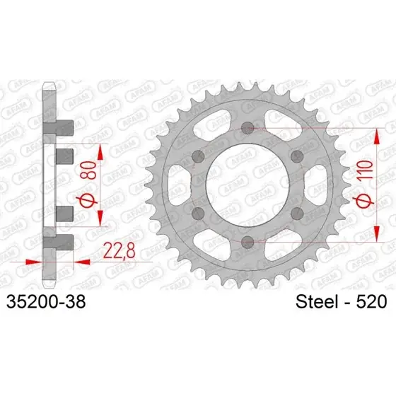 Couronne Acier 38 dents pour chaine 520 Seulement Aujourd'hui