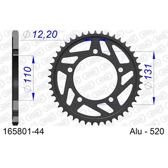 Certifié Couronne En Alu 44 dents pour chaine 520 PAS DE HARD S 1000 RR