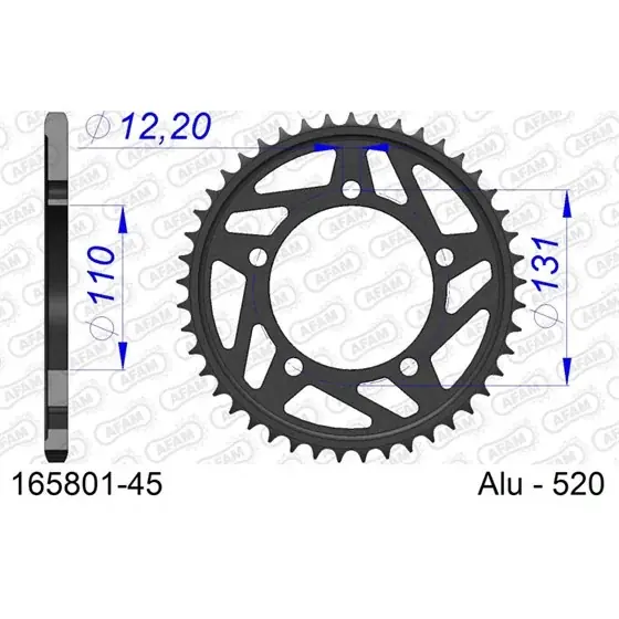 Top Vente Couronne En Alu 45 dents pour chaine 520 PAS DE HARD S 1000 RR