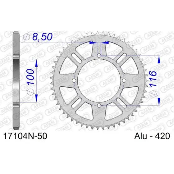 Solde Couronne En Alu 50 dents pour chaine 420