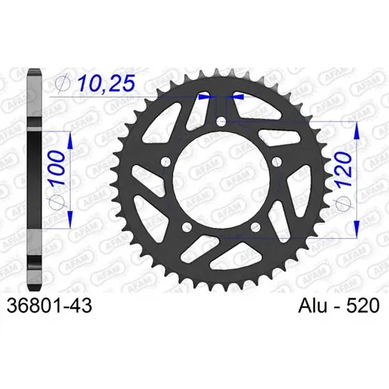 Couronne En Alu 43 dents pour chaine 520 Solde