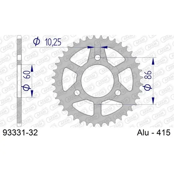Acheter En Ligne Couronne En Alu 32 dents pour chaine 415