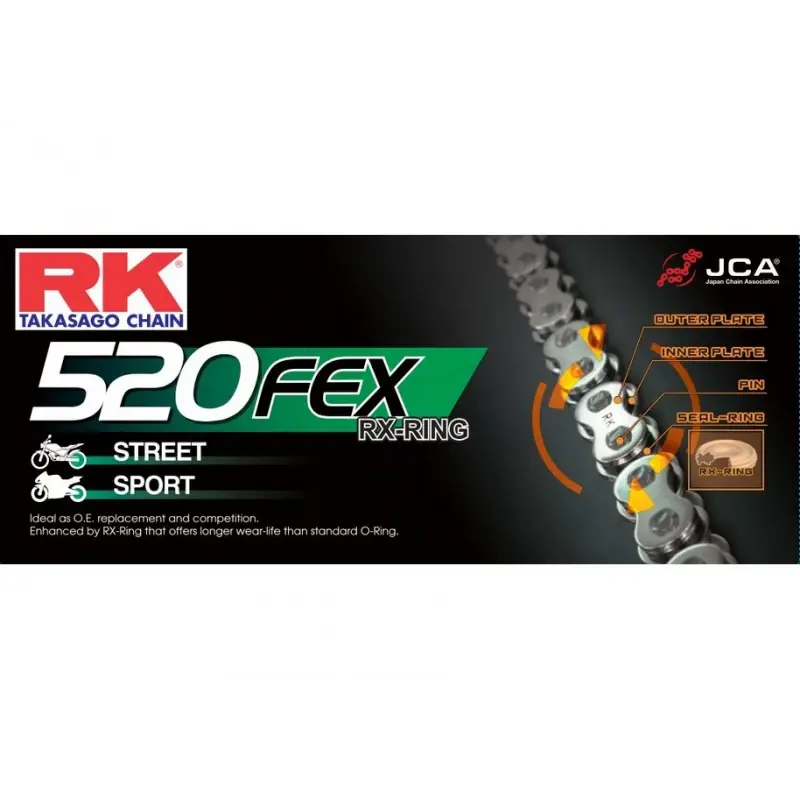 Chaine RK 520FEX-P RX'Ring Super Renforcée Pas de 520 – Couleur Acier Quantité Limitée