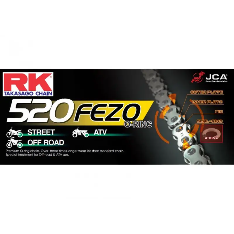 Chaine RK 520FEZOT O'Ring Renforcée Pas de 520 – Couleur Acier Expédié Aujourd&rsquo;hui