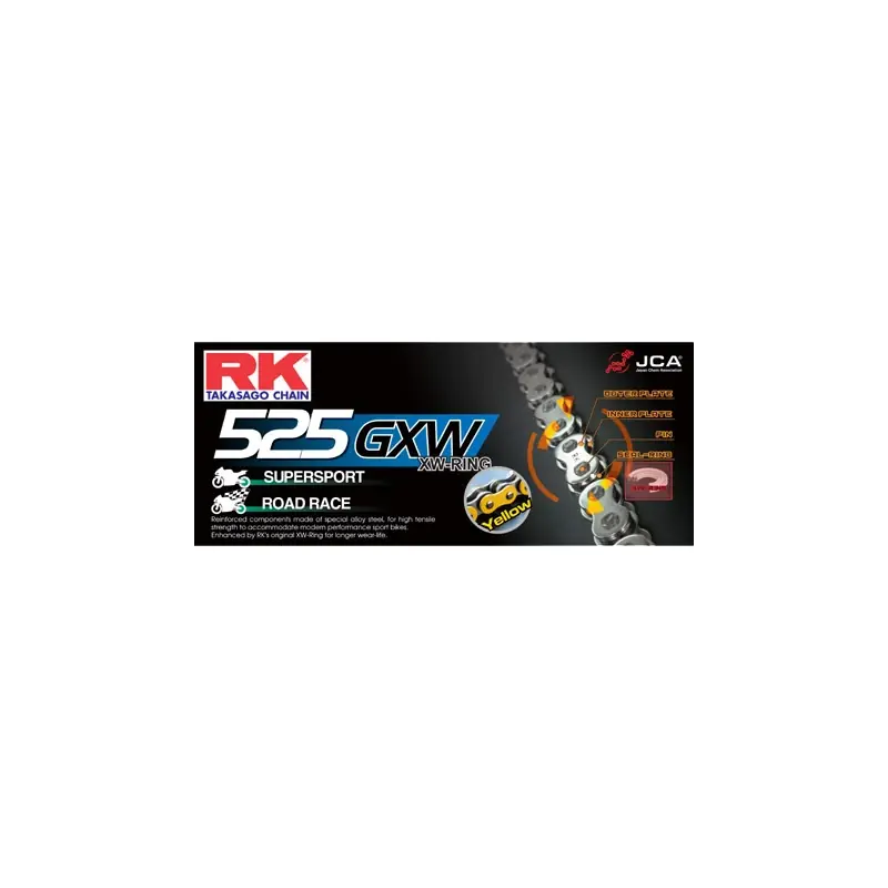 Chaine RK NY525GXW XW'Ring Ultra Renforcée Pas de 525 – Couleur Jaune Bon Marché