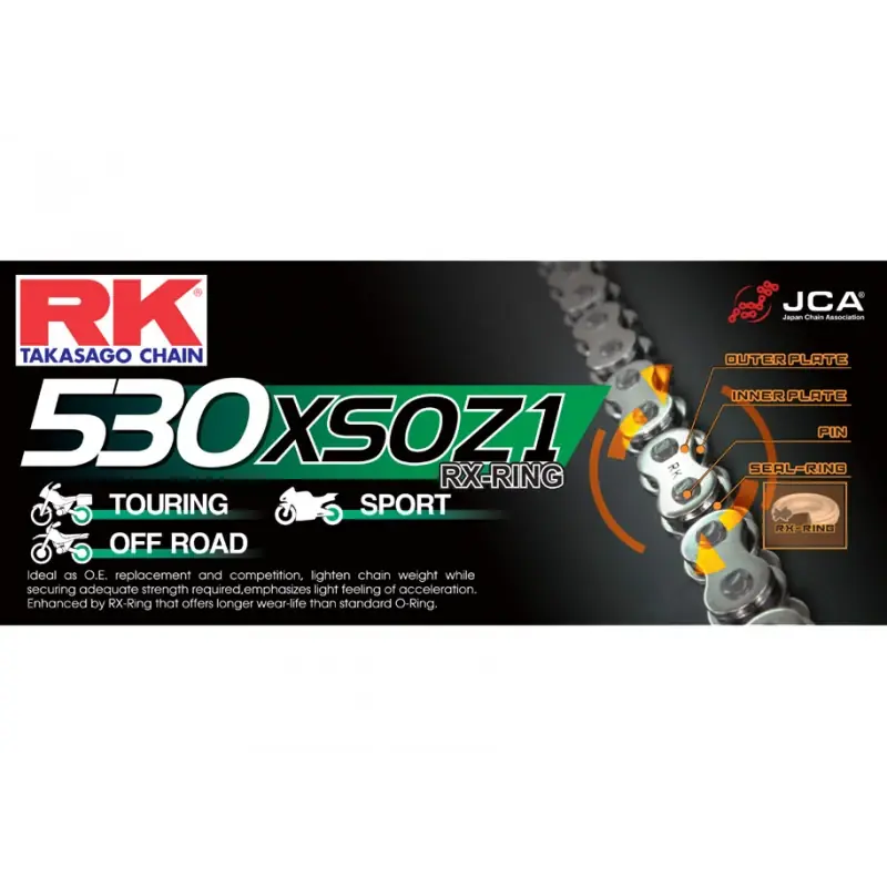 Chaine RK 530XSO RX'Ring Super Renforcée Pas de 530 – Couleur Acier Offre Exclusive