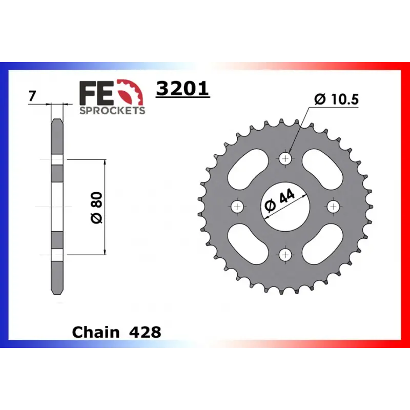 Top Vente Couronne Acier 35 dents pour chaine 428 – France Equipement 1001.3201.35