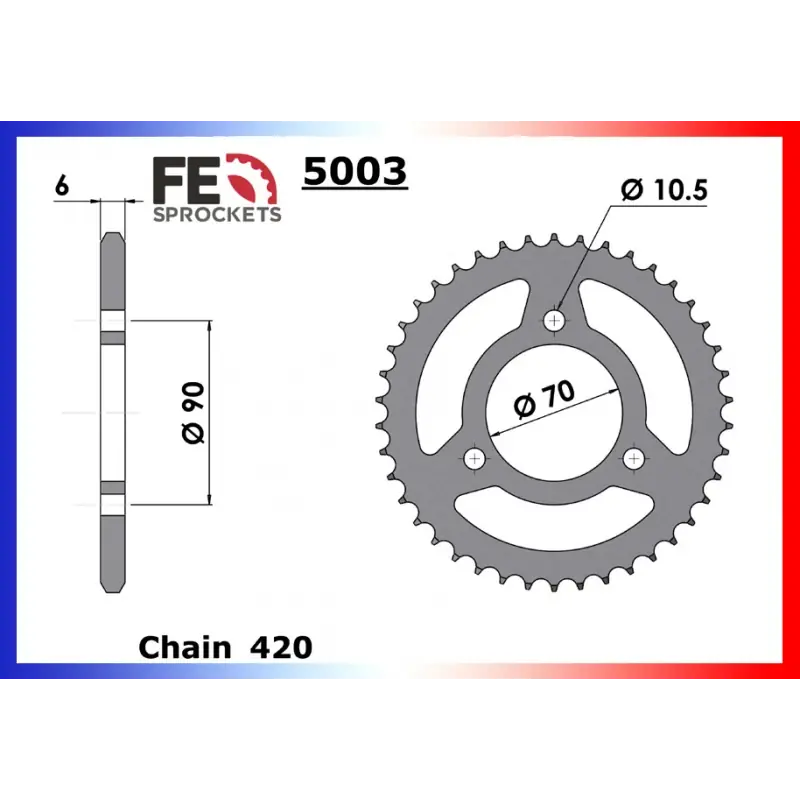 Top Vente Couronne Acier 43 dents pour chaine 420 – France Equipement 1704.5003.43