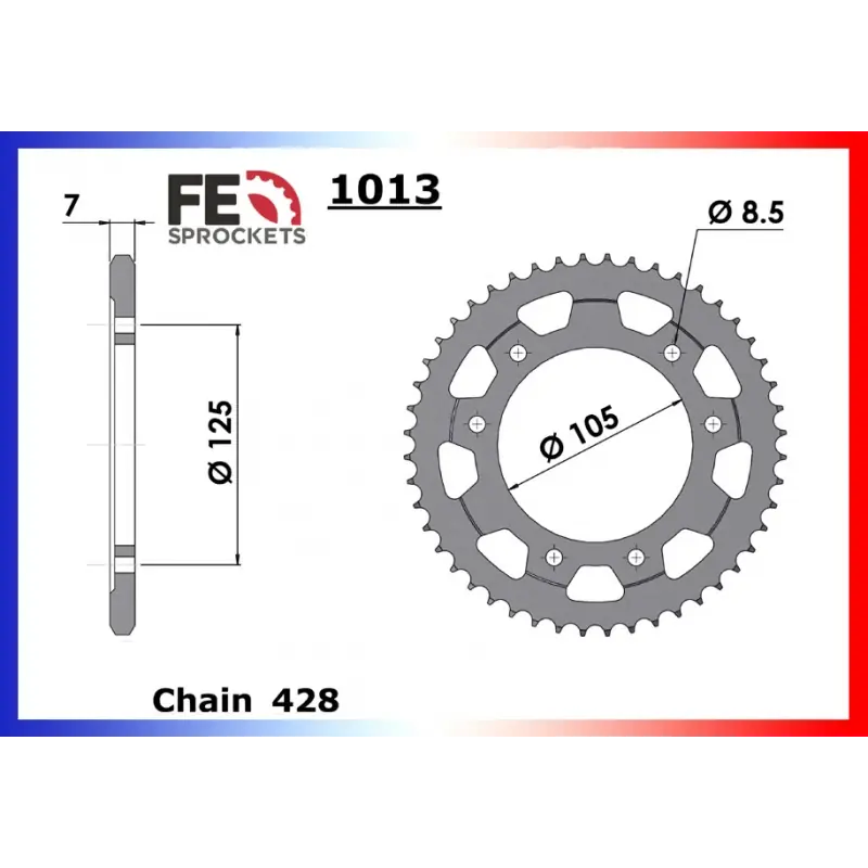 Achat Immédiat Couronne Acier 54 dents pour chaine 428 – France Equipement 1826.1013.54
