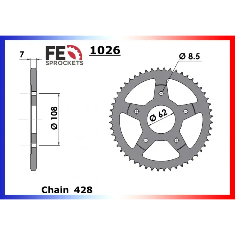 Super Prix Couronne Acier 40 dents pour chaine 428 – France Equipement 2435.1026.40