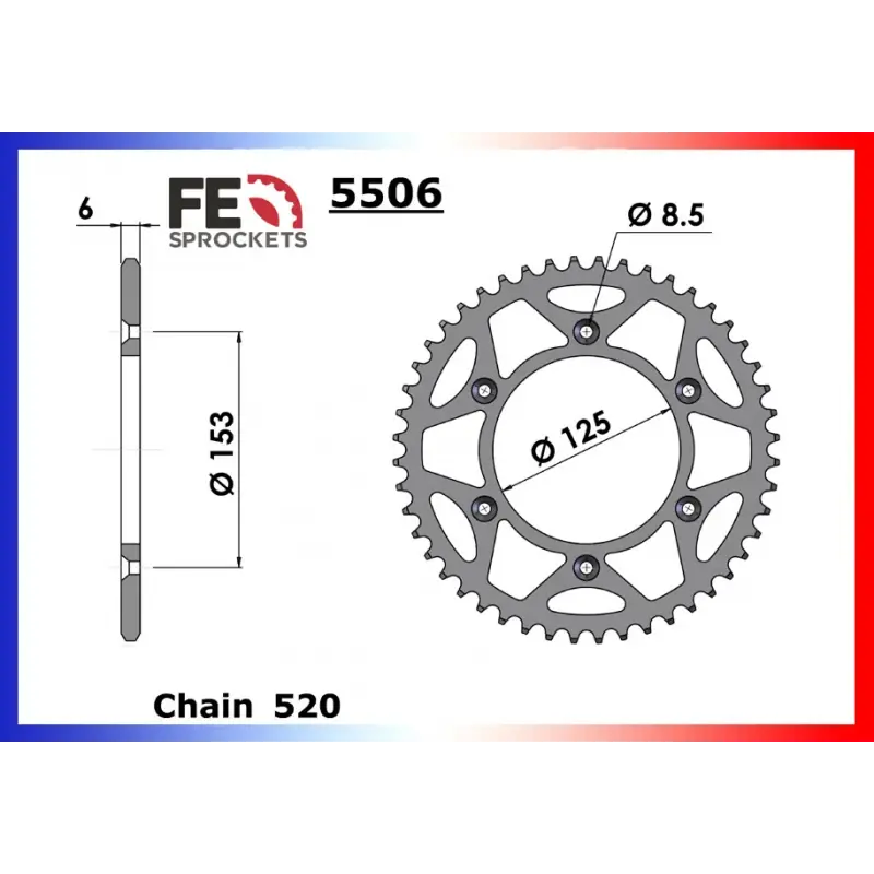 Solde Couronne Acier 36 dents pour chaine 520 – France Equipement 28050.5506.36