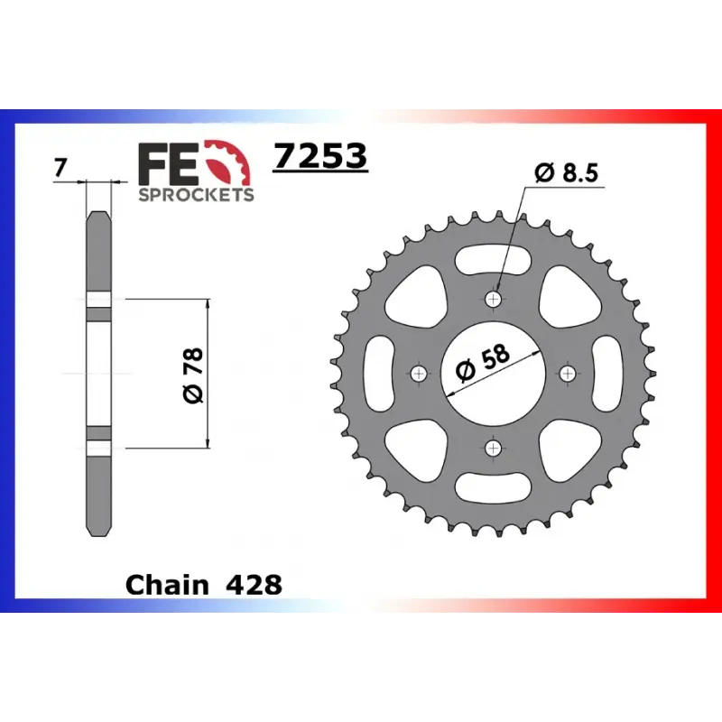 Bon Marché Couronne Acier 50 dents pour chaine 428 – France Equipement 2915.7253.50