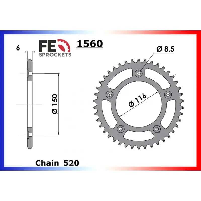 Vente Flash Couronne Acier 42 dents pour chaine 520 – France Equipement 2950.1560.42