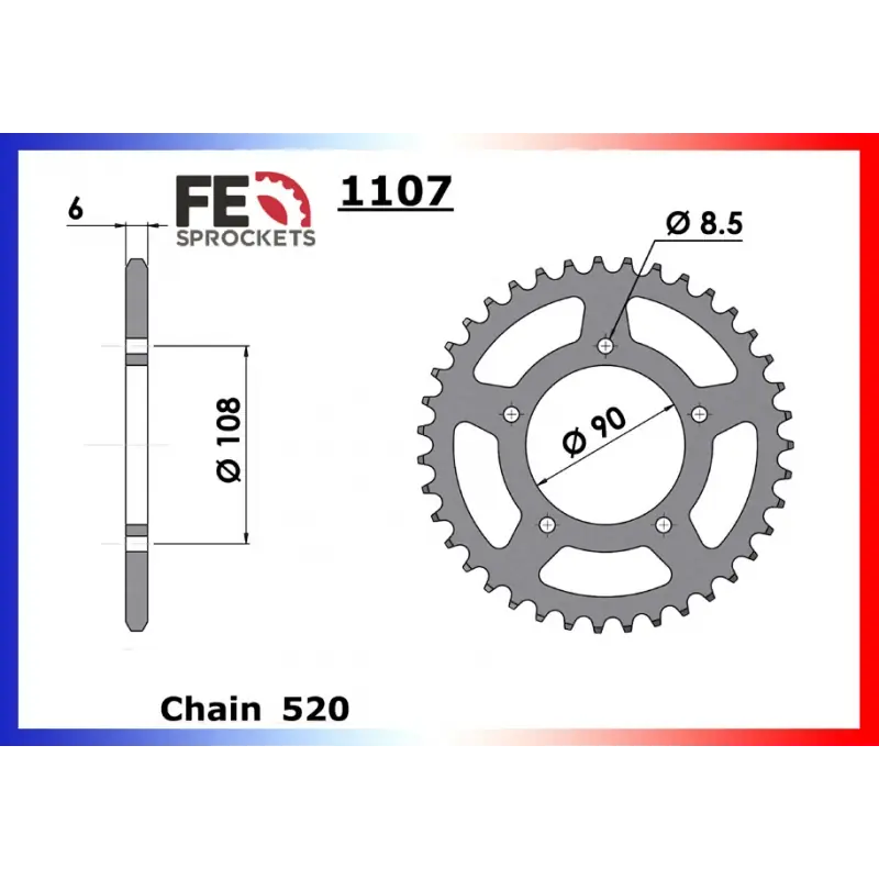 Affaire À Saisir Couronne Acier 43 dents pour chaine 520 – France Equipement 2960.1107.43