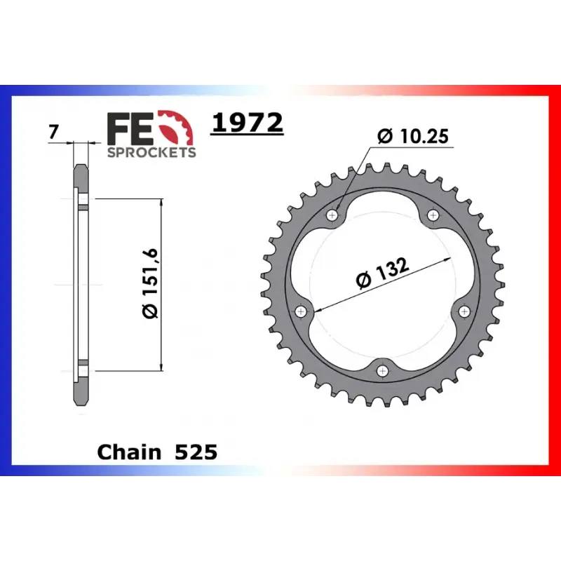 Acheter Direct Couronne Acier 42 dents pour chaine 525 – France Equipement 30200.1972.42