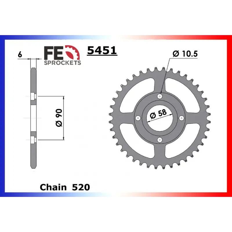 Usine Directe Couronne Acier 37 dents pour chaine 520 – France Equipement 4810.5451.37