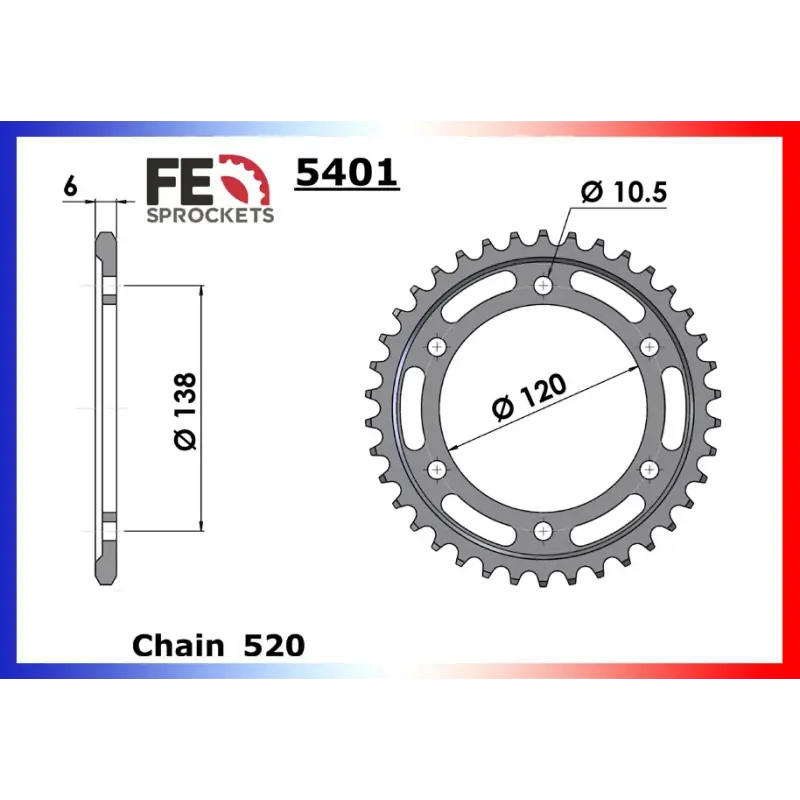 Affaire À Saisir Couronne Acier 38 dents pour chaine 520 – France Equipement 5122.5401.38