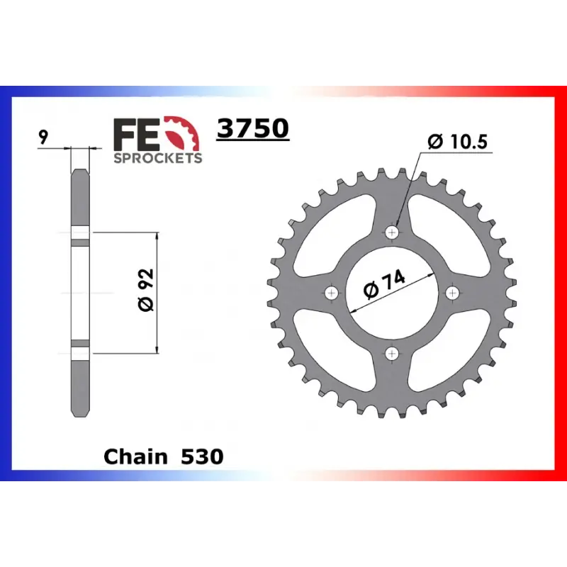 Vente Flash Couronne Acier 36 dents pour chaine 530 – France Equipement 5203.3750.36