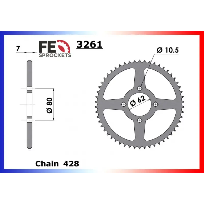 Achetez Aujourd&rsquo;hui Couronne Acier 48 dents pour chaine 428 – France Equipement 6000.3261.48