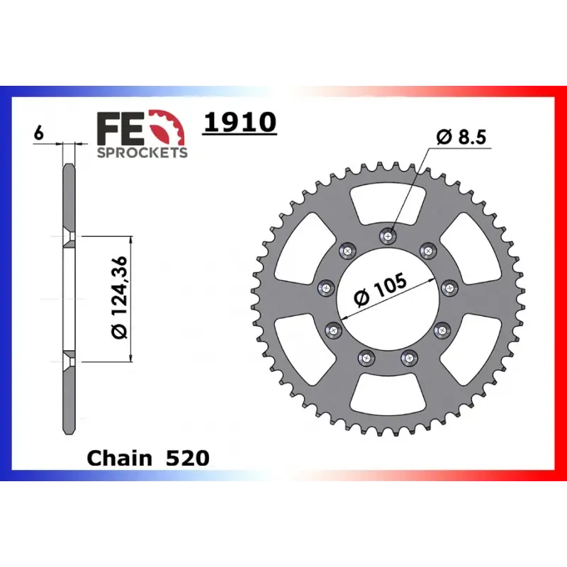 Bon Marché Couronne Acier 52 dents pour chaine 520 – France Equipement 6580.1910.52