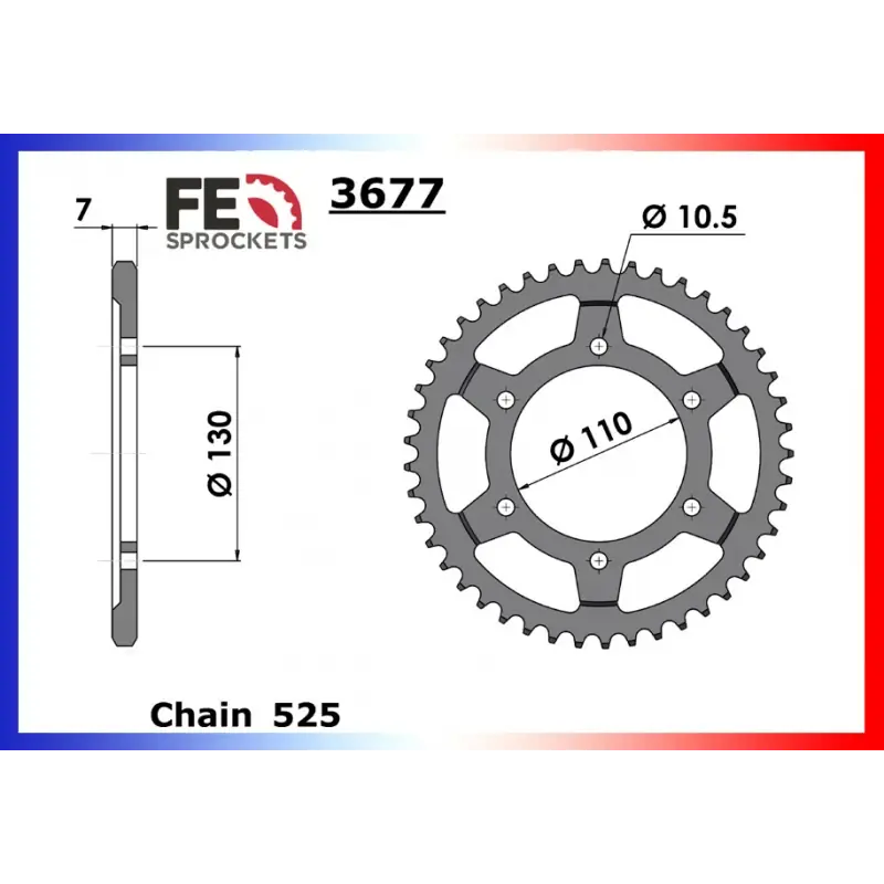 Bon Marché Couronne Acier 46 dents pour chaine 525 – France Equipement 8415.3677.46
