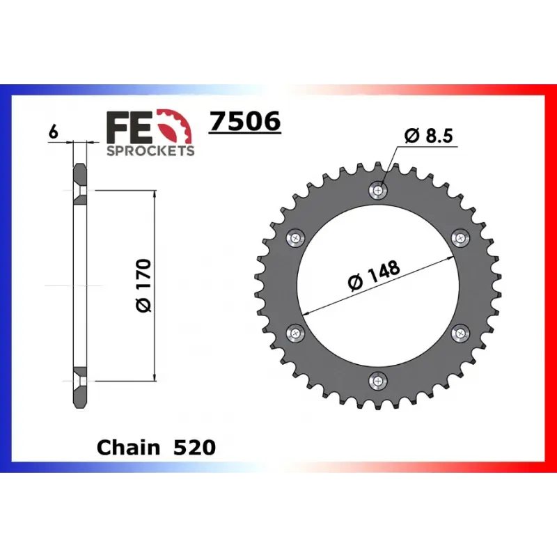 Vente Directe Couronne Acier 48 dents pour chaine 520 – France Equipement 8707.7506.48