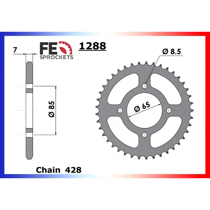 Vente Flash Couronne Acier 41 dents pour chaine 428 – France Equipement 8756.1288.41