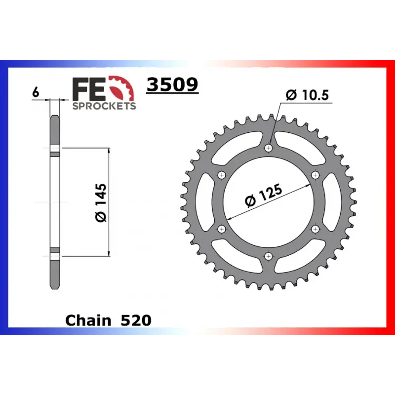 Super Prix Couronne Acier 44 dents pour chaine 520 – France Equipement 9210.3509.44