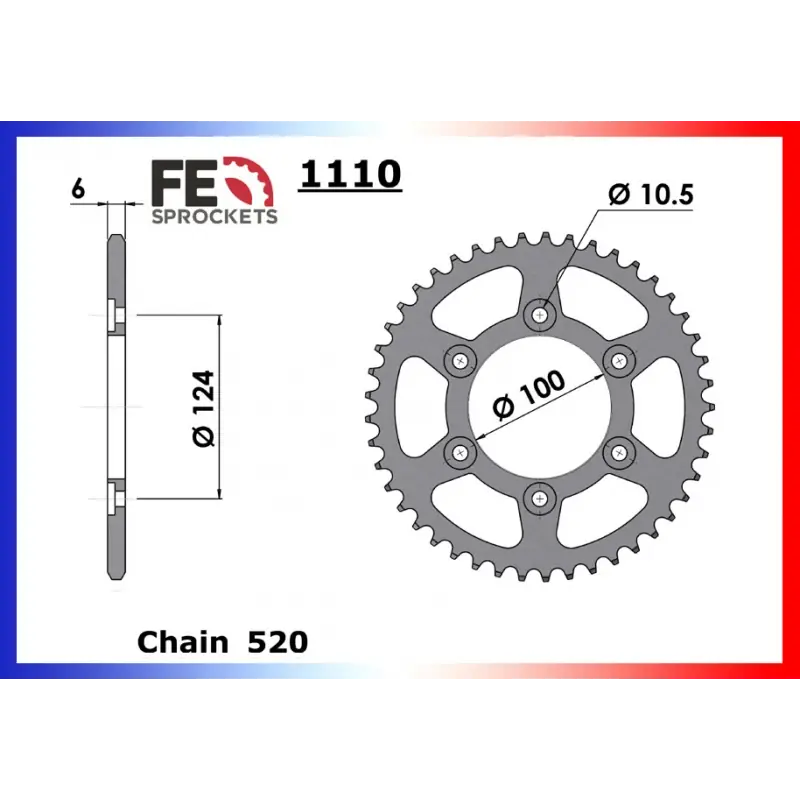 Soldes Couronne Acier 46 dents pour chaine 520 – France Equipement 9300.1110.46