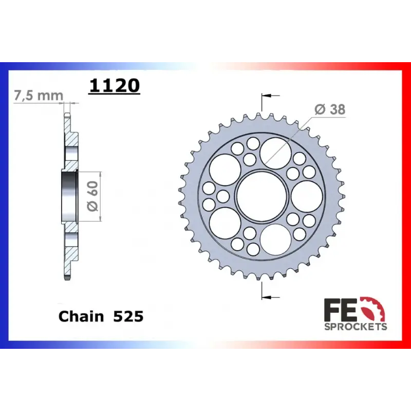 Soldes Couronne Acier 43 dents pour chaine 525 – France Equipement 9431.1120.43