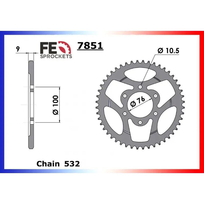 Expédition Rapide Couronne Acier 43 dents pour chaine 532 – France Equipement 9515.7851.43