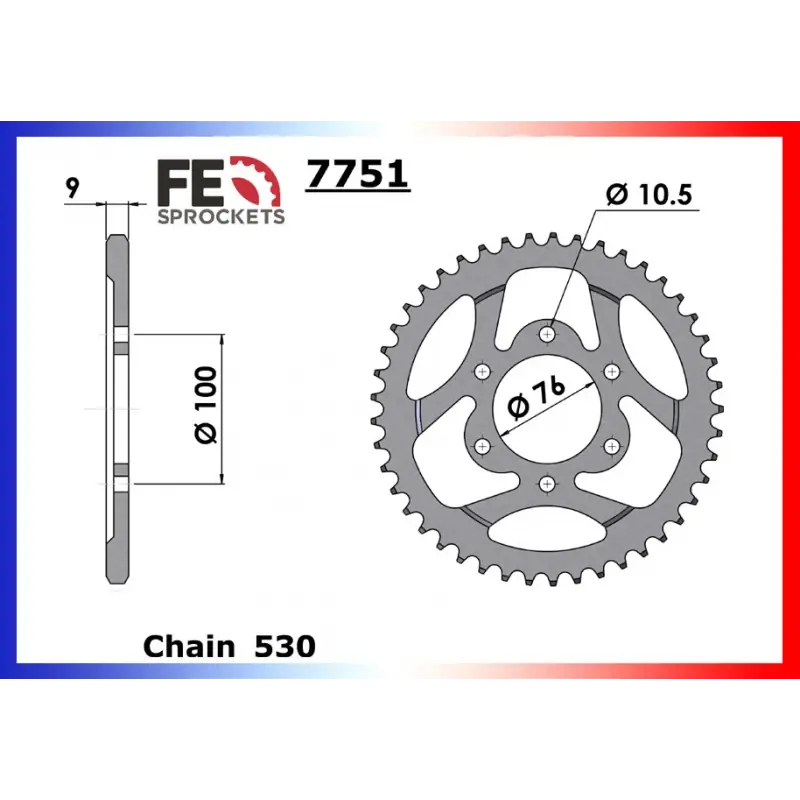 Certifié Couronne Acier 47 dents pour chaine 530 – France Equipement 9810.7751.47