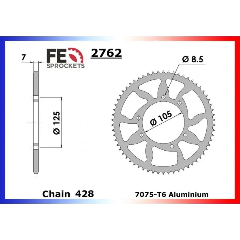 Produit De Marque Couronne Alu 56 dents pour chaine 428 – France Equipement 28012.2762.561