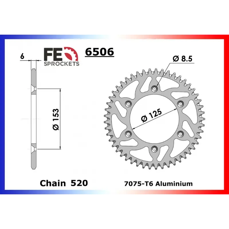 Certifié Couronne Alu 44 dents pour chaine – France Equipement 4906.6506.441