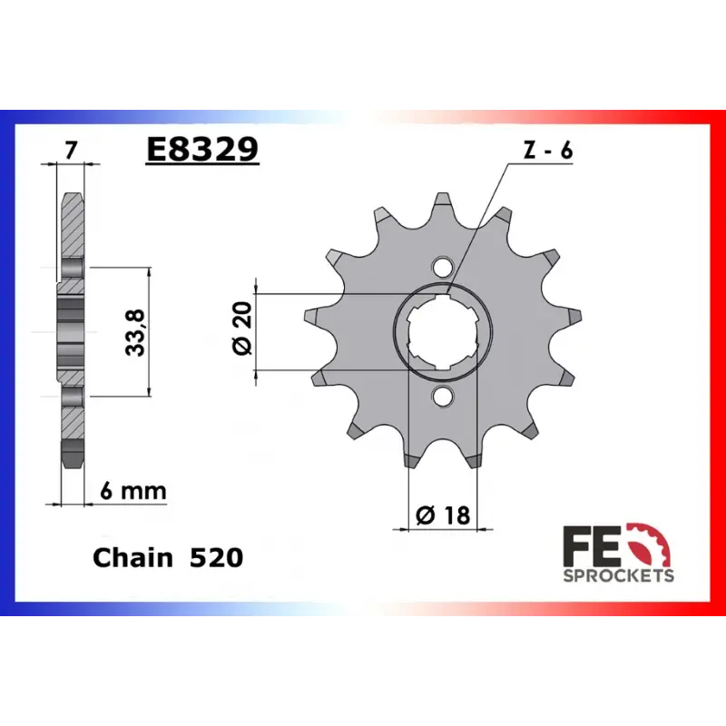 Acheter En Ligne Pignon 12 dents pour chaine 520 – France Equipement 1001.E8329.12