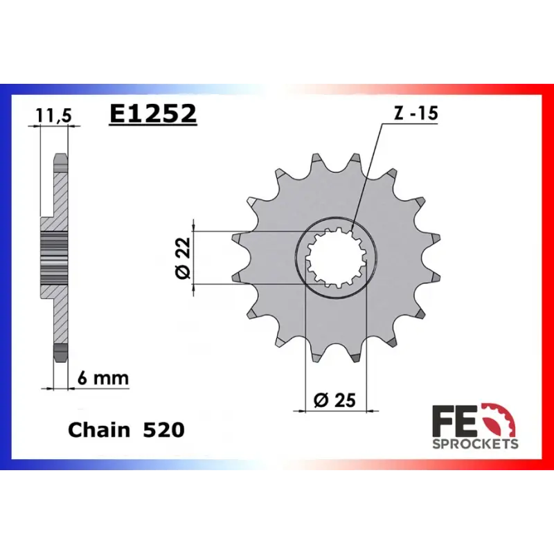Expédition Rapide Pignon 14 dents pour chaine 520 – France Equipement 10027.E1252.14