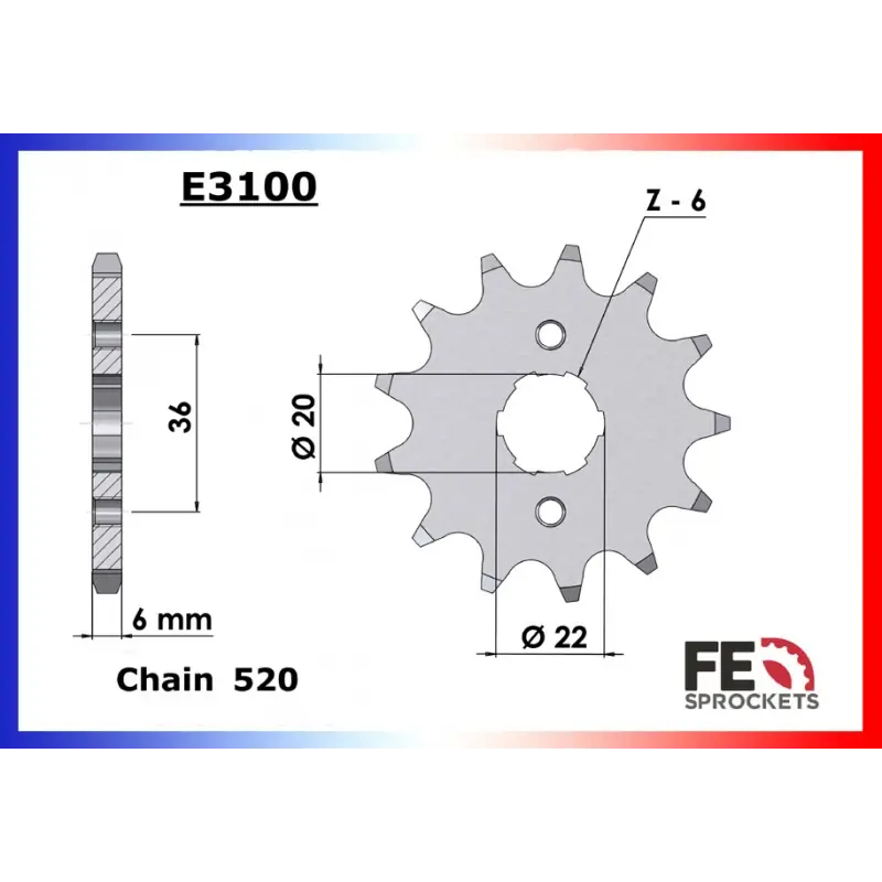 Usine Directe Pignon 14 dents pour chaine 520 – France Equipement 1012.E3100.14
