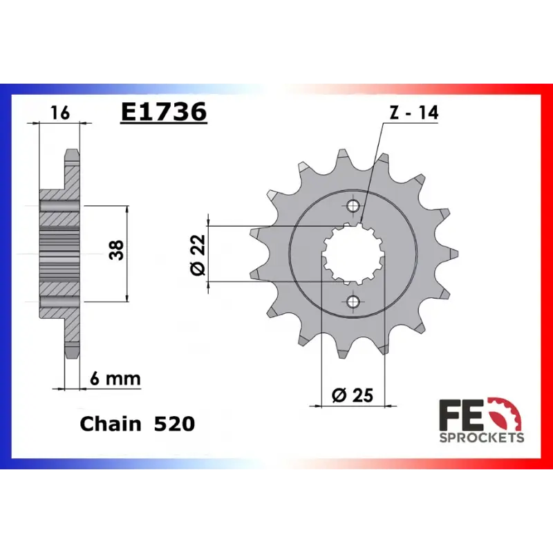 Vente Directe Pignon 15 dents pour chaine 520 – France Equipement 12030.E736.15